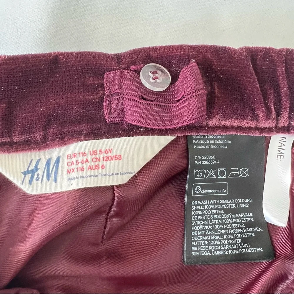H&M Girl Purple Velour Lined Bow Shorts Side Pockets & Adjustable‎ waist